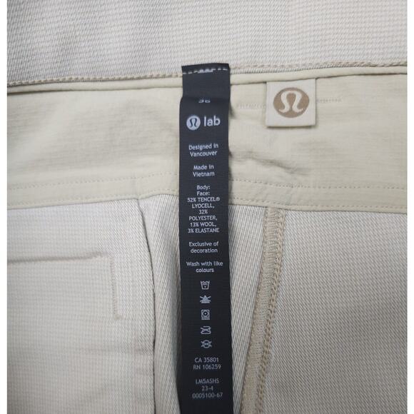 Lululemon lab Stretch Woven Trouser Wool Blend Pant Natural Ivory Size 36 - Picture 12 of 15